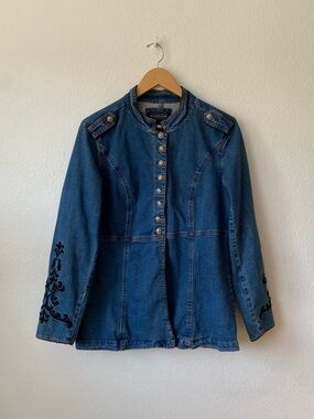 Live A Little Blue Denim Vintage Inspired Military Style Jacket